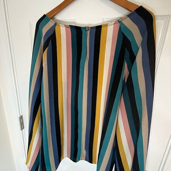 Perch by Blu Pepper striped blouse 3X boho colorful ballon sleeve - Picture 2 of 6